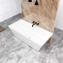 Baignoire îlot rectangulaire L.170 x l.80 x H.58cm blanc en Acrylique - avec Bonde et trop plein , by AICA