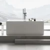 Baignoire îlot rectangulaire VERONA acrylique blanc - 170x80x60cm - Garantie 5 ans - Avec robinet mitigeur 1521, Sans siphon