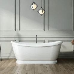 Baignoire îlot retro sur socle ovale PITTSBURGH Blanche 177 cm