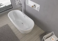 Baignoire îlot ROMA PLUS 2.0 acrylique Blanc brillant 166x75x58cm Sans robinet