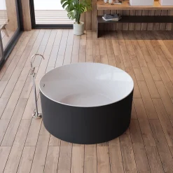 Baignoire îlot ronde Loom 2.0,noir mat, 130x130 cm, by Spalina