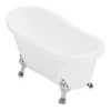 Baignoire îlot rétro avec pieds de lion argentés - 200 L - 145 x 74 x 77 cm - Blanche - NISOS II