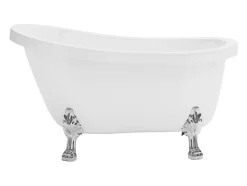 Baignoire îlot rétro avec pieds de lion argentés - 200 L - 145 x 74 x 77 cm - Blanche - NISOS II