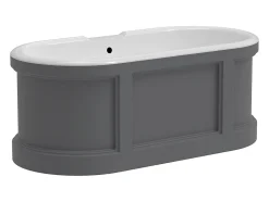 Baignoire îlot style campagne chic - Gris mat - 161L - 152 x 74 x 60 cm - CAVASO