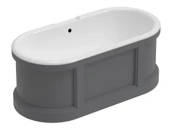 Baignoire îlot style campagne chic - Gris mat - 161L - 152 x 74 x 60 cm - CAVASO