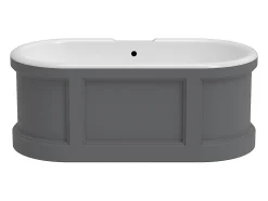 Baignoire îlot style campagne chic - Gris mat - 161L - 152 x 74 x 60 cm - CAVASO