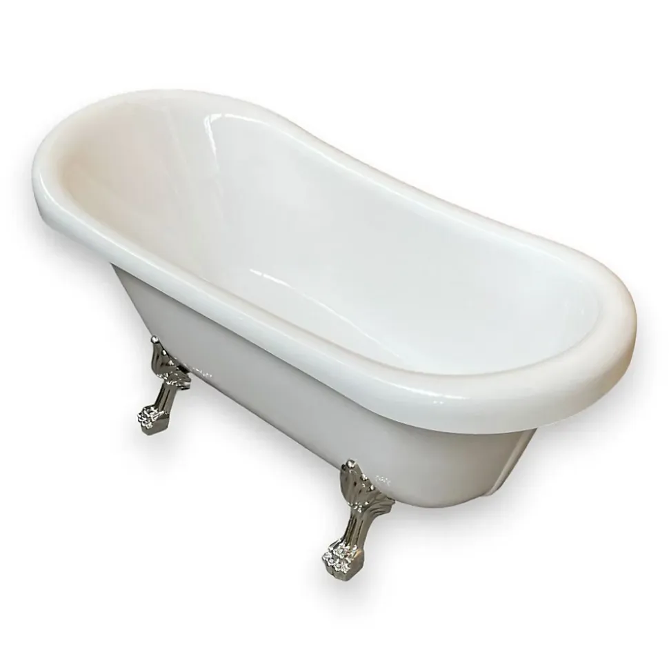 Baignoire îlot vintage 170 x 80 cm avec pieds argent Marigold
