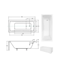 Baignoire MIRANO II avec tablier 140/70 - 160 x 70 cm