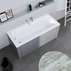 Baignoire murale acrylique rectangulaire à encastrer salle de bain, 160x70x42cm, Garantie 5 ans, Sans pieds, Blanc, DURALAVANT