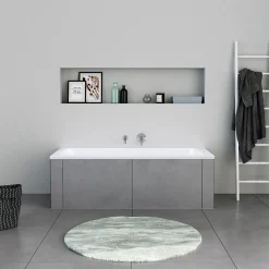 Baignoire murale acrylique rectangulaire à encastrer salle de bain, 2 dossiers, 160x70x47cm Sans pieds, Blanc, DURAPECOS