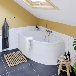 Baignoire pour angle gauche Horyn L. 150 cm x l. 90 cm blanc