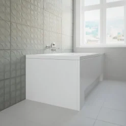 Baignoire rectangulaire 180 x 80 INES acrylique blanc + avec Tablier + Pieds + Vidage à chromé