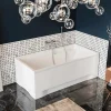 Baignoire rectangulaire 140 x 70 ELZA acrylique blanc + avec Tablier + Pieds + Vidage à chromé