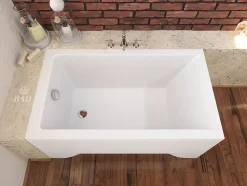 Baignoire rectangulaire 100 x 70 CAPRI acrylique blanc + avec Tablier + Pieds + Vidage à chromé
