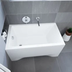 Baignoire rectangulaire 100 x 70 CAPRI acrylique blanc + avec Tablier + Pieds + Vidage à chromé