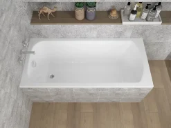 Baignoire rectangulaire 150 x 75 CLASSIC acrylique blanc + Support stabilisateur en polystyrène + Pieds + Vidage à chromé