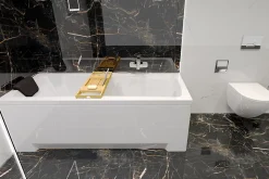 Baignoire rectangulaire 160 x 70 OPTIMA acrylique blanc, sans Habillage + Repose Tête + Pieds + Vidage à chromé