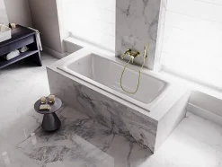 Baignoire rectangulaire 160 x 75 TALIA SLIM acrylique blanc + Habillage en polystyrène + Pieds + Vidage à chromé