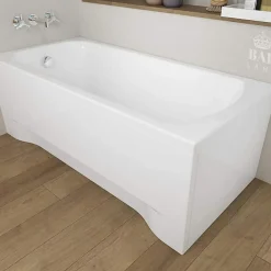 Baignoire rectangulaire 140 x 70 CLASSIC acrylique blanc + avec Tablier + Pieds + Vidage à chromé