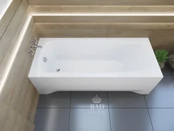 Baignoire rectangulaire 190 x 80 MEDIUM acrylique blanc + avec Tablier + Pieds + Vidage à chromé