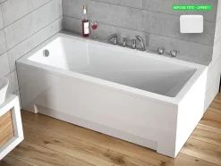 Baignoire rectangulaire - avec Tablier Blanc et Repose Tête OFFERT - MODERN - 140 x 70 cm