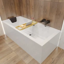 Baignoire rectangulaire 180 x 80 QUADRO acrylique blanc, sans Habillage + Repose Tête + Pieds + Vidage à chromé