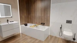 Baignoire rectangulaire 180 x 80 QUADRO acrylique blanc, sans Habillage + Repose Tête + Pieds + Vidage à chromé