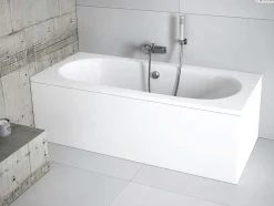 Baignoire rectangulaire - 160 x 75 cm - sans Habillage - avec Pieds - Vidage Chrome - VITAE SLIM