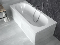 Baignoire rectangulaire 180 x 80 VITAE SLIM acrylique blanc + Habillage en polystyrène (4 cm) + Pieds + Vidage à chromé