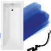 Baignoire rectangulaire 180 x 80 MODERN acrylique blanc, sans Habillage + Pieds + Vidage à chromé