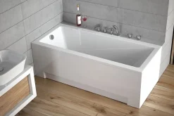 Baignoire rectangulaire 180 x 80 MODERN acrylique blanc, sans Habillage + Pieds + Vidage à chromé