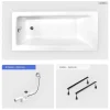 Baignoire rectangulaire - 170 x 75 cm - sans Habillage - avec Pieds - Vidage Chrome - TALIA SLIM