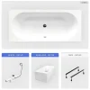 Baignoire rectangulaire - 160 x 75 cm - avec Habillage Polystyrène - Pieds - Vidage Chrome - VITAE SLIM