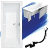 Baignoire rectangulaire 175 x 80 QUADRO acrylique blanc + Habillage en polystyrène + Pieds + Vidage à chromé