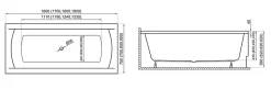 Baignoire rectangulaire 160 x 75 INES acrylique blanc + Support stabilisateur en polystyrène + Pieds + Vidage à chromé