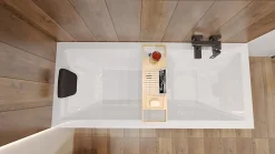 Baignoire rectangulaire 155 x 70 QUADRO acrylique blanc, sans Habillage + Repose Tête + Pieds + Vidage à chromé