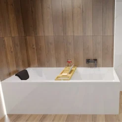 Baignoire rectangulaire 155 x 70 QUADRO acrylique blanc, sans Habillage + Repose Tête + Pieds + Vidage à chromé