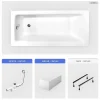 Baignoire rectangulaire - 170 x 75 cm - avec Tablier Blanc - Pieds - Vidage Chrome - TALIA
