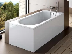 Baignoire rectangulaire - 160 x 75 cm - sans Habillage - avec Pieds - Vidage Chrome - INTRICA