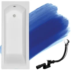 Baignoire rectangulaire 170 x 70 SHEA SLIM acrylique blanc, sans Habillage + Pieds + Vidage à chromé