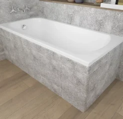 Baignoire rectangulaire 140 x 70 CLASSIC acrylique blanc + Support stabilisateur en polystyrène + Pieds + Vidage à chromé