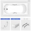 Baignoire rectangulaire - 170 x 70 cm - avec Tablier Blanc - Pieds - Poignées - Vidage Chrome - ARIA PLUS