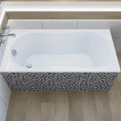 Baignoire rectangulaire 120 x 75 GRACJA acrylique blanc + Habillage en polystyrène + Pieds + Vidage à chromé
