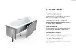 Baignoire rectangulaire - 190 x 90 cm - avec Habillage - Pieds - Vidage Chrome - QUADRO