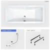 Baignoire rectangulaire - 165 x 75 cm - sans Habillage - avec Pieds - Vidage Chrome - QUADRO