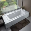 Baignoire rectangulaire 155 x 70 QUADRO SLIM acrylique blanc + Habillage en polystyrène + Pieds + Vidage à chromé