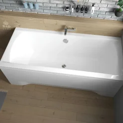 Baignoire rectangulaire 190 x 90 INES acrylique blanc + avec Tablier + Pieds + Vidage à chromé
