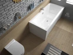 Baignoire rectangulaire 190 x 90 INES acrylique blanc + avec Tablier + Pieds + Vidage à chromé