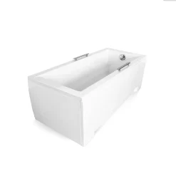 Baignoire rectangulaire - 120 x 70 cm - avec Tablier Blanc - Pieds - Vidage Chrome - MODERN