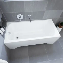 Baignoire rectangulaire 130 x 70 CLASSIC acrylique blanc, sans Habillage + Pieds + Vidage à chromé